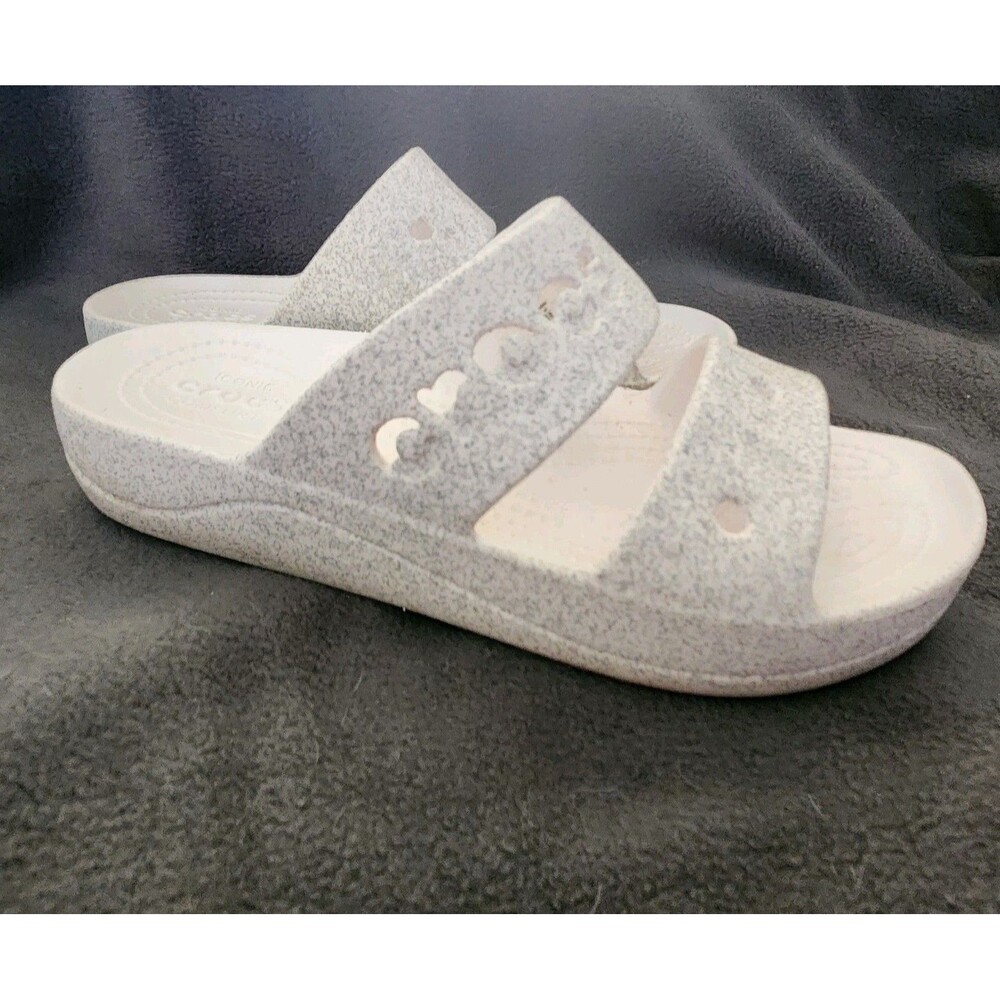 Crocs Baya Platform Slide Sandal Women’s Size 7 Style 208461 White Glitter